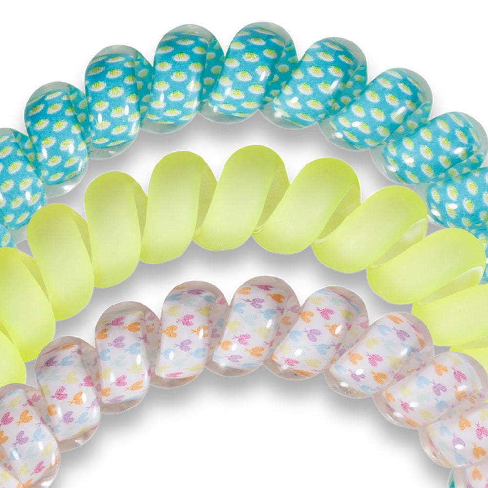 TELETIES Large Spiral Hair Coils - Tennis-Style Hair Ties Set of Three