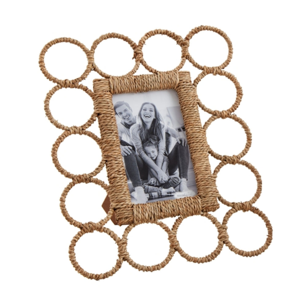 Mud Pie Rustic Seagrass-Wrapped Metal Ring Photo Frame