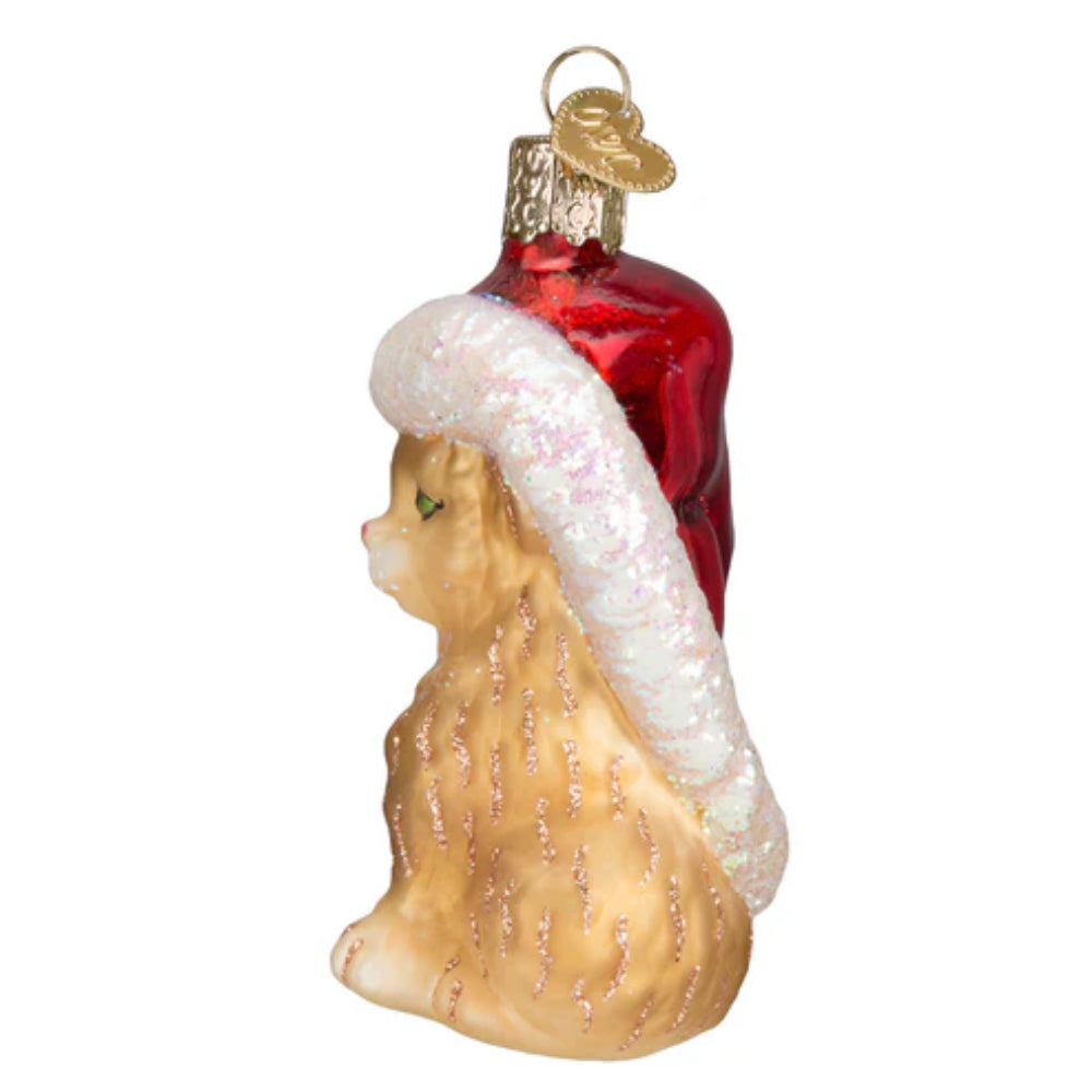 Old World Christmas Hand - painted and Glittered Santa's Kitten Christmas Tree Ornament
