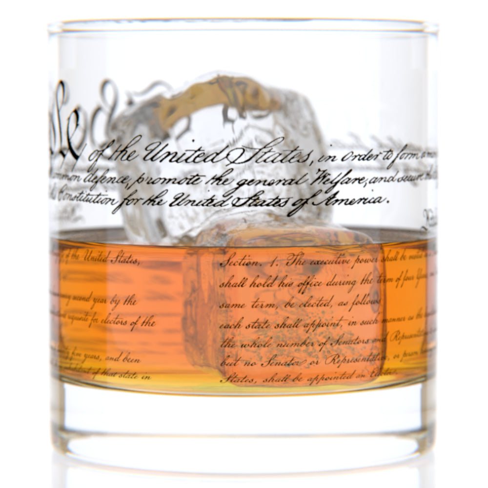 High - Quality Well - Presented American Constitution - Inspired Whiskey Rocks Glass for History Lovers
