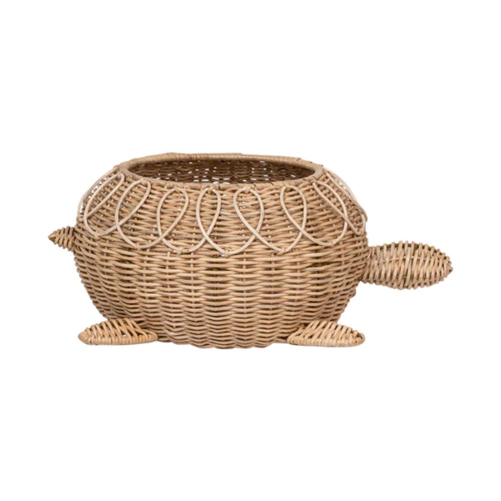 Juliska Provence Hand - Woven Whitewashed Rattan Turtle - Shaped Bowl