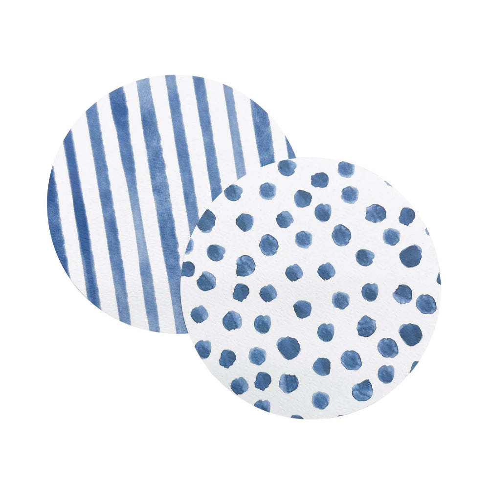 Mariposa Stylish Blue Dot and Stripe Beaded 40 - Piece Coaster Set