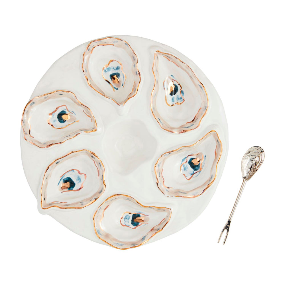 Mud Pie High - Quality Stoneware Oyster and Seafood Server Set