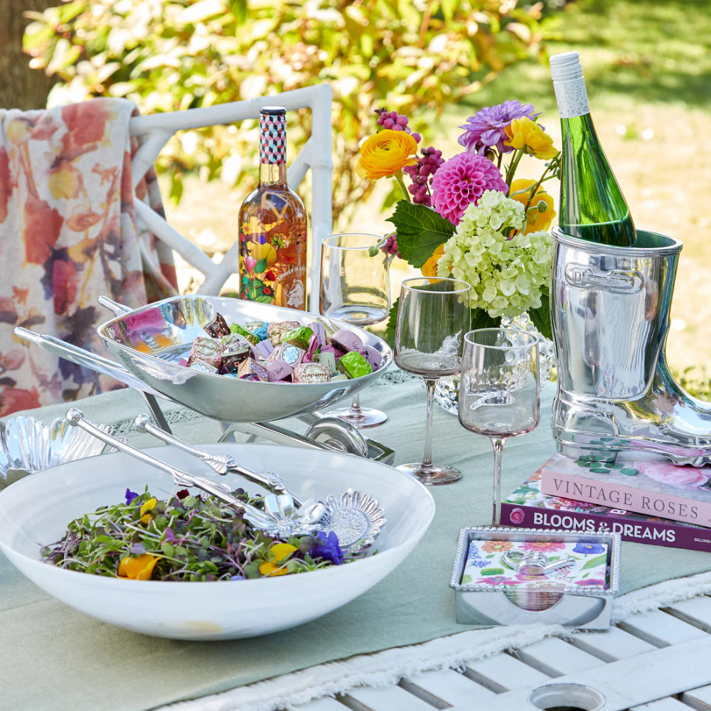 Charming Vintage-Style 100% Recycled Aluminum Mariposa Wheelbarrow Food Server