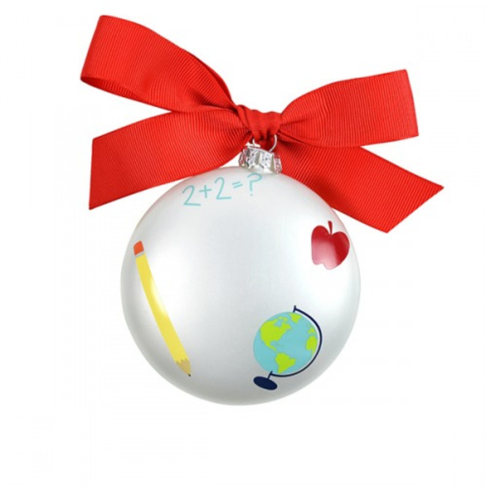 Cotton Colored Premium Striped Glass Ornament for the Best Teachers