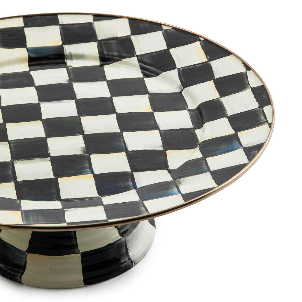 MacKenzie-Childs Enameled Courtly Check Pedestal Platter for Stunning Food Display