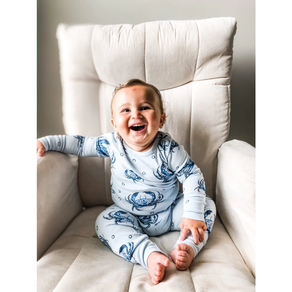 Little Hometown Kids' Comfortable Blue Crab Long - Sleeved Pajamas