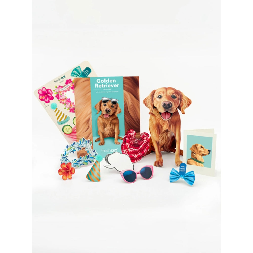 FreshCut Paper LLC's Charming Golden Retriever Pop - Up Greeting Card