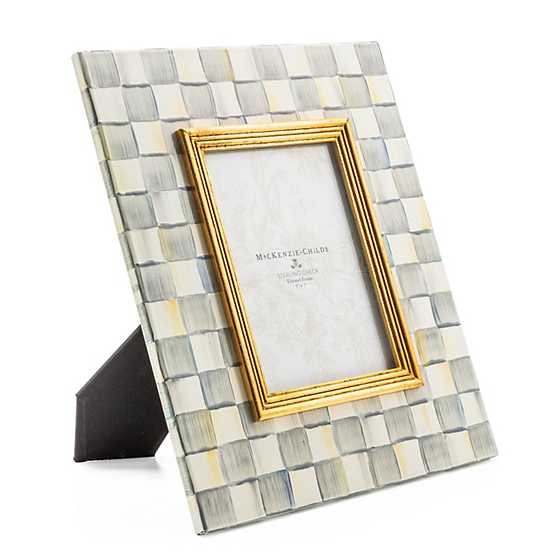 MacKenzie-Childs Hand-Painted Grey Checks Sterling Enamel Picture Frame