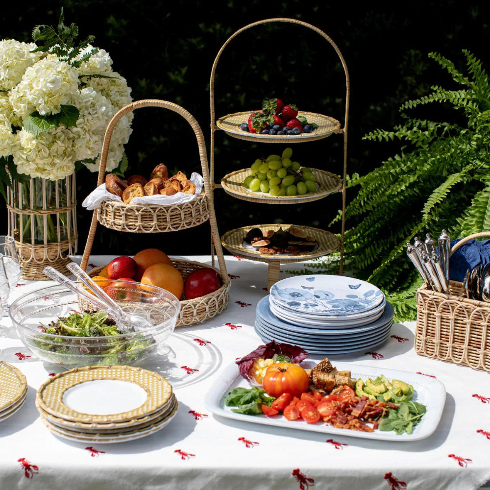 Juliska Provence Rattan Three - Tiered Elegant Plate Server for Entertaining