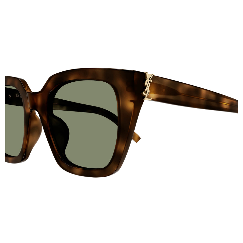 Stylish Saint Laurent SL M143 Women's Cat-Eye Sunglasses in Havana (Tortoiseshell) Frame and Green Lenses