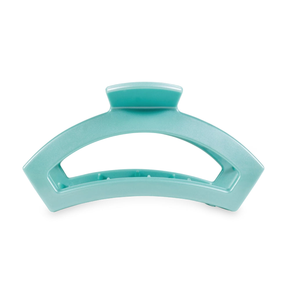 TELETIES Medium Open Hair Clip in Totally Turquoise Shade - Ideal for Springtime Styling