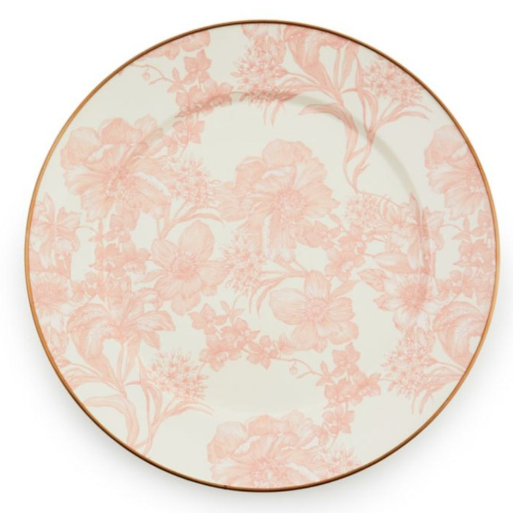 MacKenzie-Childs English Garden Style Rosy Enamel Charger Plate for Dining