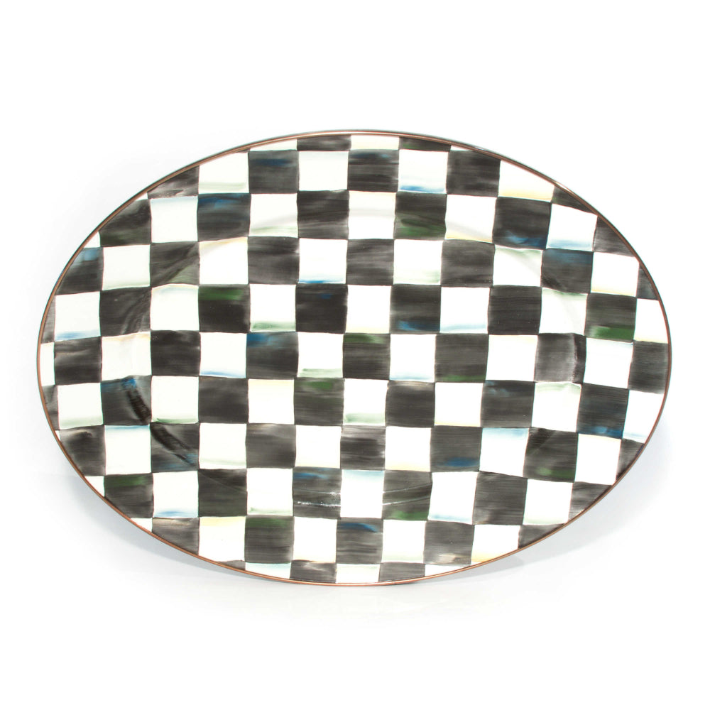 MacKenzie-Childs Courtly Check Hand - painted Enamel Oval Dinner and Buffet Platter