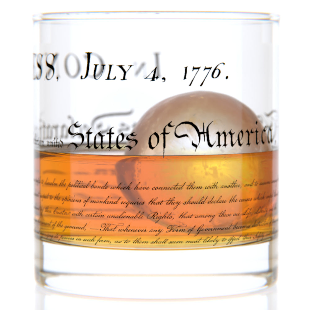 USA-made 11 oz Well - Presented Declaration of Independence Whiskey Rocks Glass