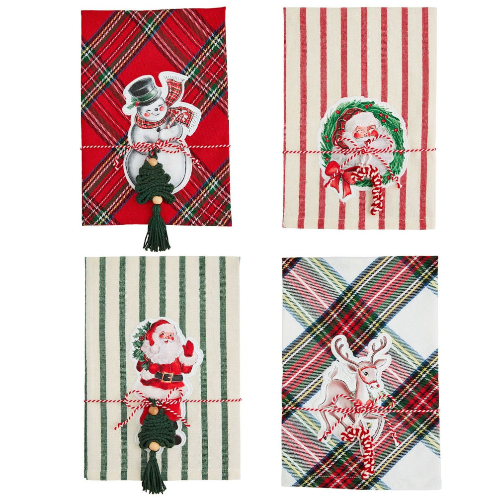 Mud Pie Classic Cotton Christmas Patch Hand Towel with 4 Styles