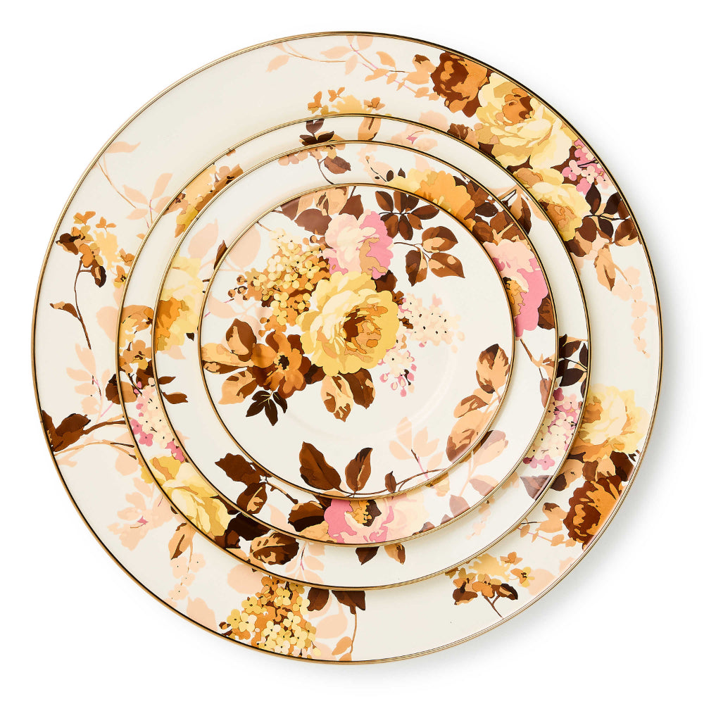 MacKenzie-Childs Exquisite Wild Rose White Decorative Serving Platter for Dining Tables