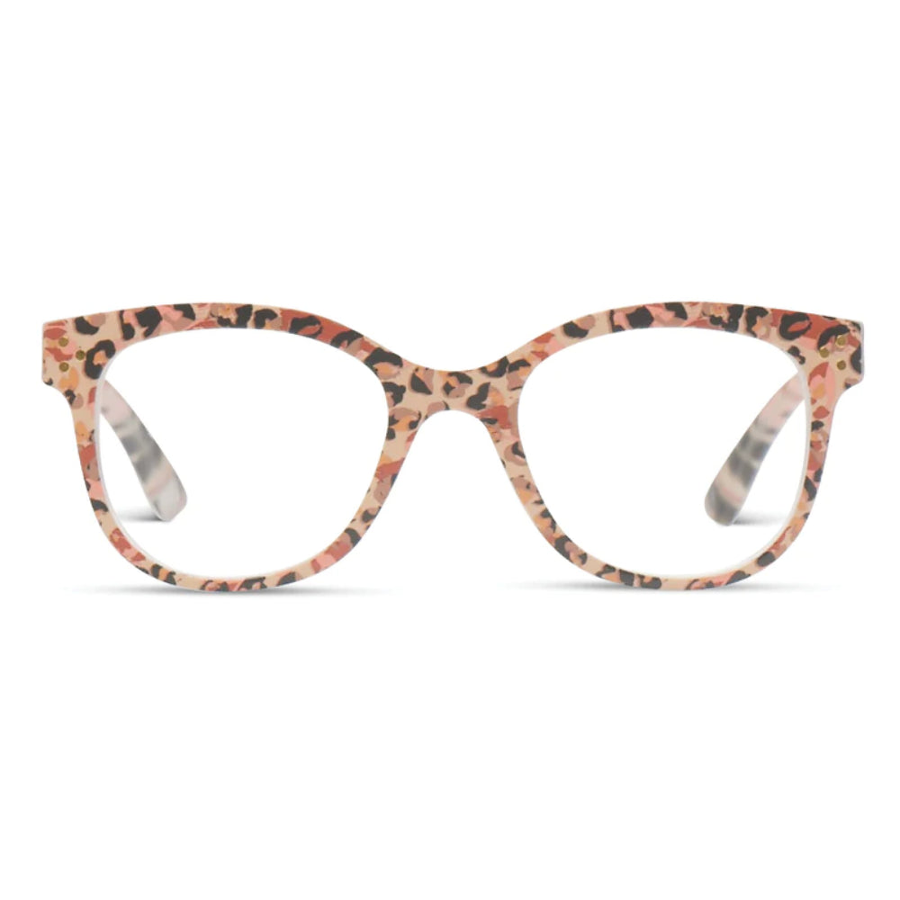 Peepers Fashionable Blue Light Reading Glasses - Oasis Blush Leopard Pattern