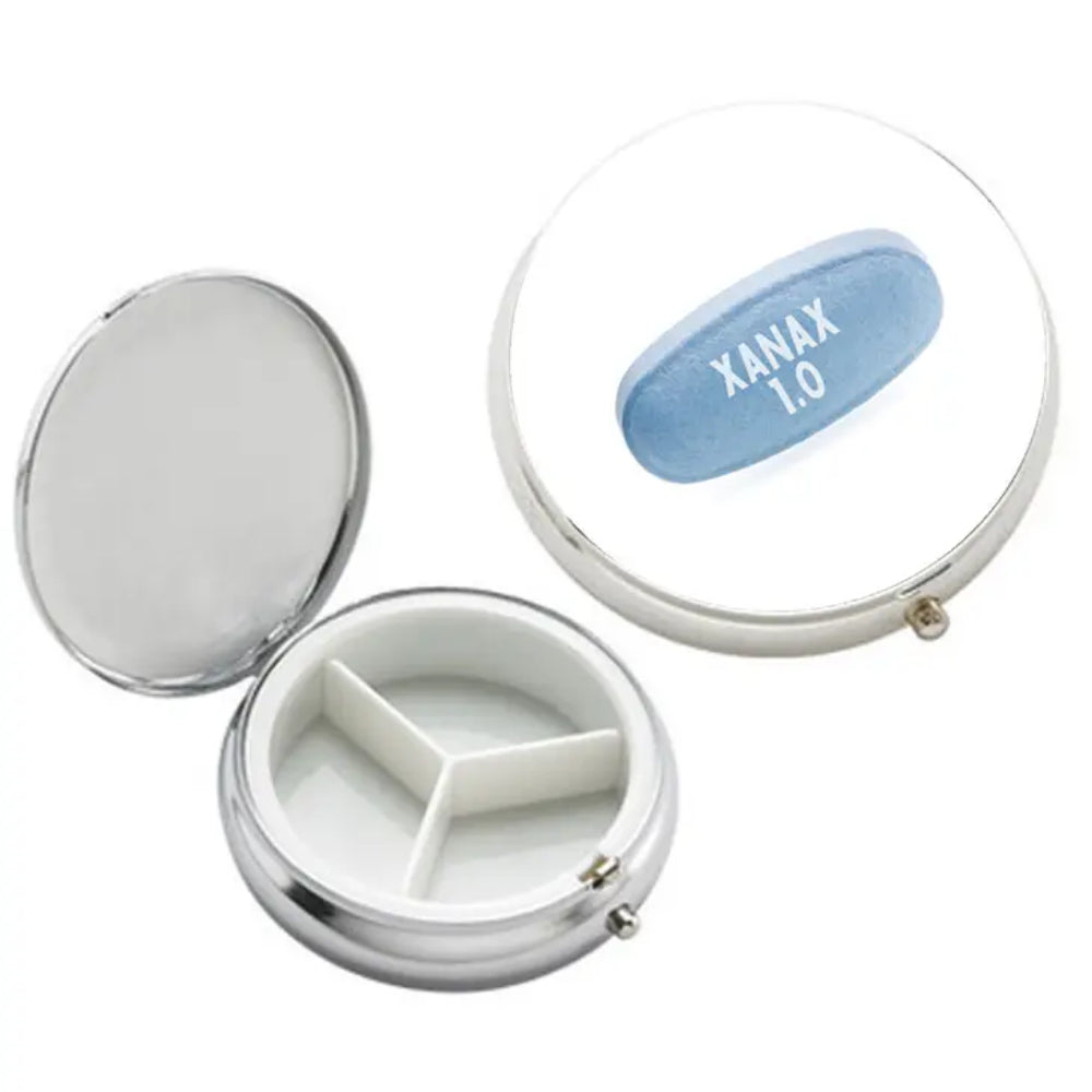 Stylish Round Metal Three - Compartment Pill Storage Case