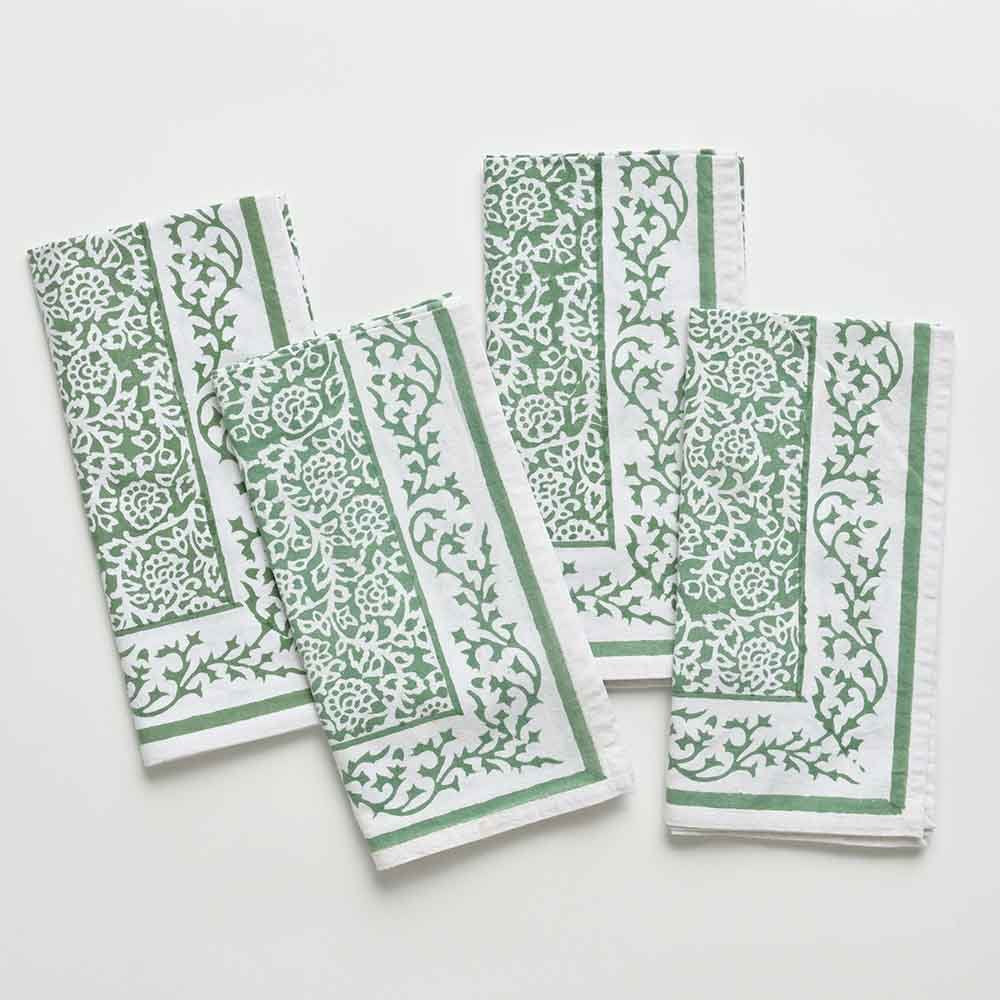 Exquisite Green Pomegranate - Inspired Tapestry Cotton Dinner Napkin