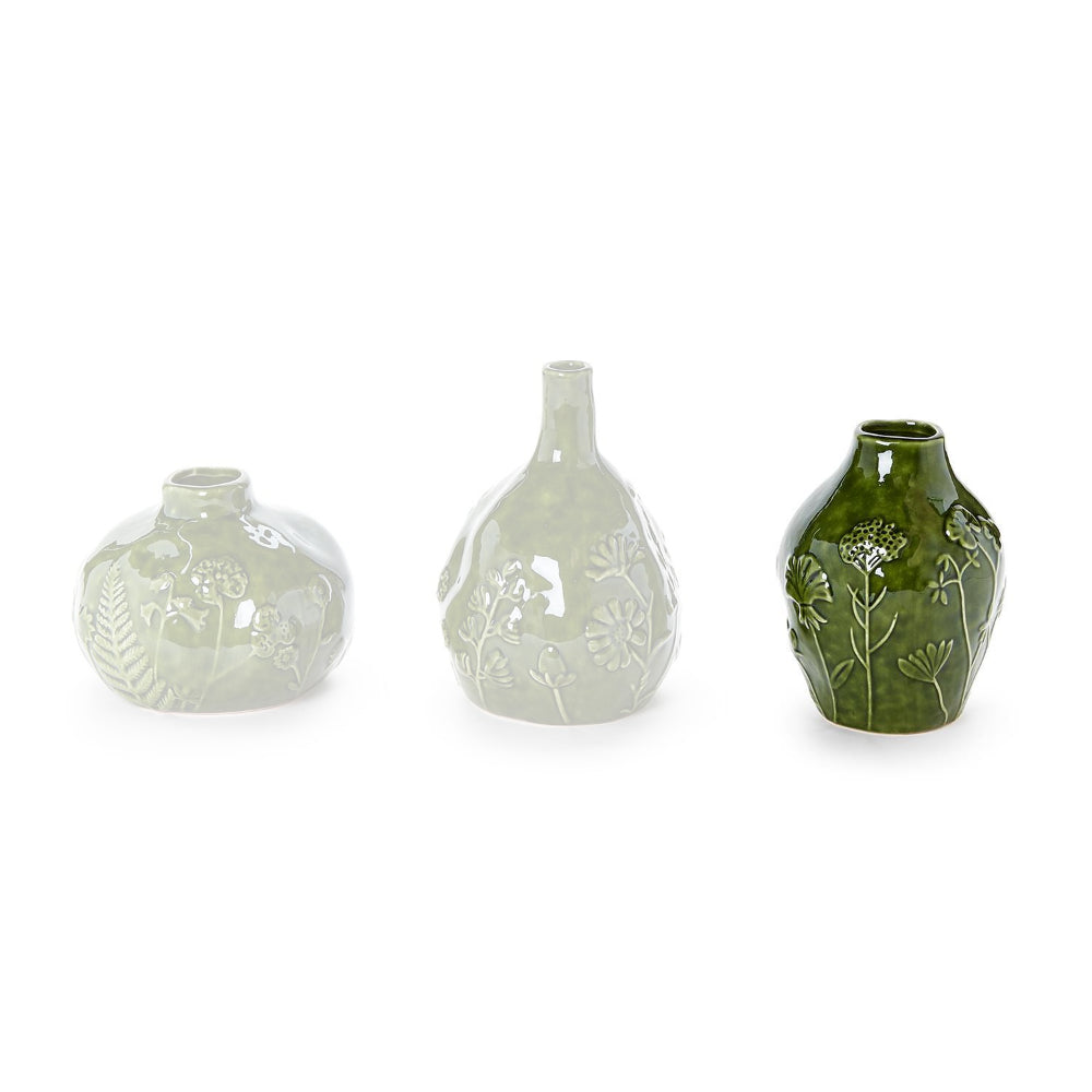 Two's Company Exquisite Floral Landscape Relief Pattern Ceramic Vases for Home Decor
