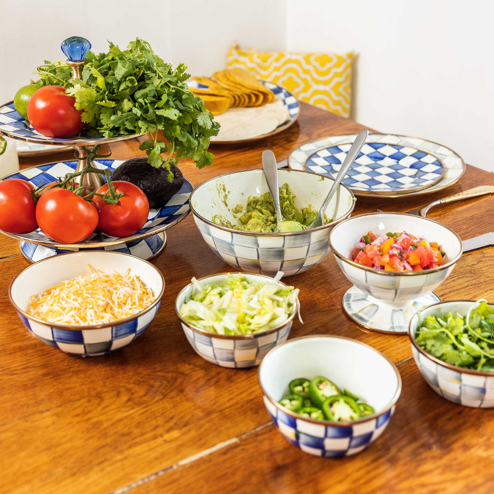 MacKenzie-Childs High - Quality Sterling Check Enamel Bowl for Everyday Use