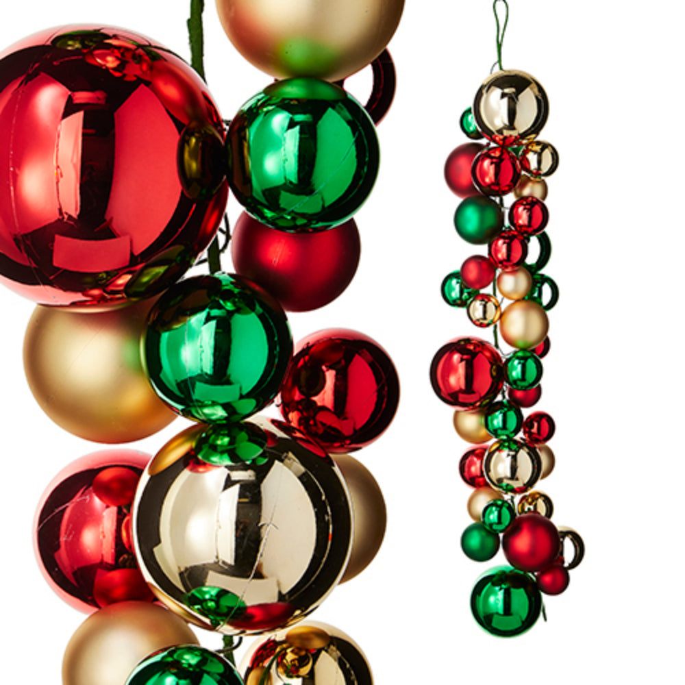 Raz Imports 4-Foot Vibrant Red, Green, and Gold Ball Garland