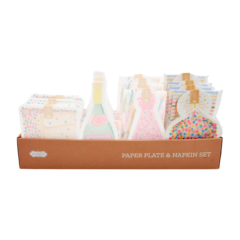Mud Pie Party Essential Birthday Paper Plate and Napkin Sets for Joyous Celebrations