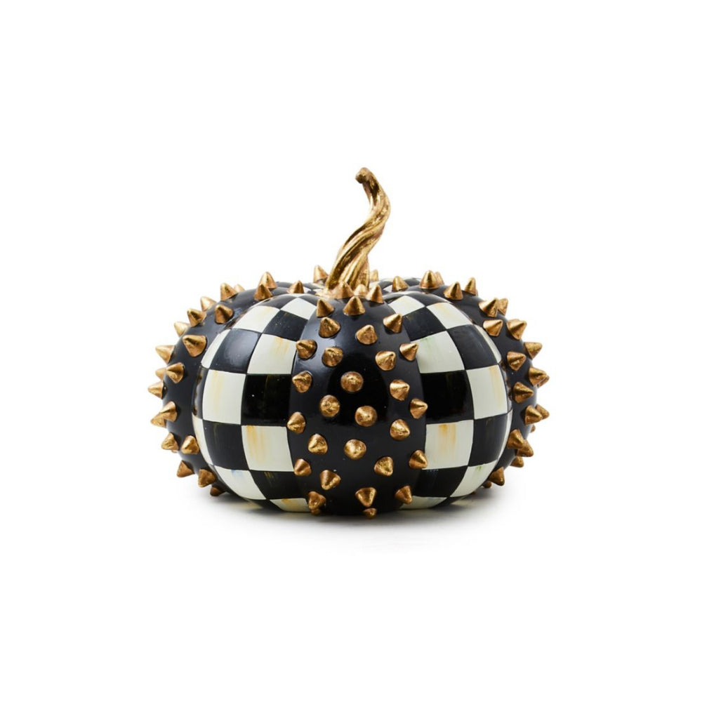 MacKenzie-Childs Courtly Check Gold-Spiked Squashed Pumpkin