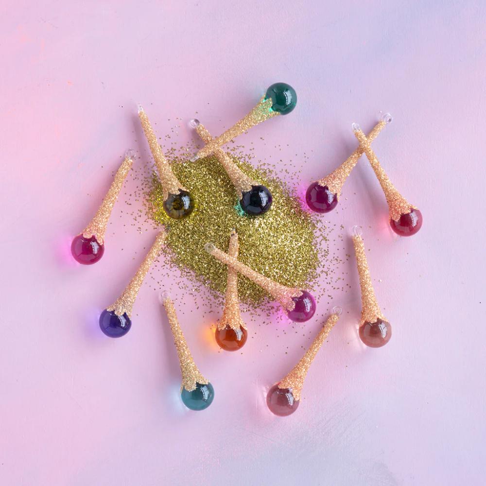 Glitterville Studios Sparkling Rainbow Glitter Drop Glass Ornament