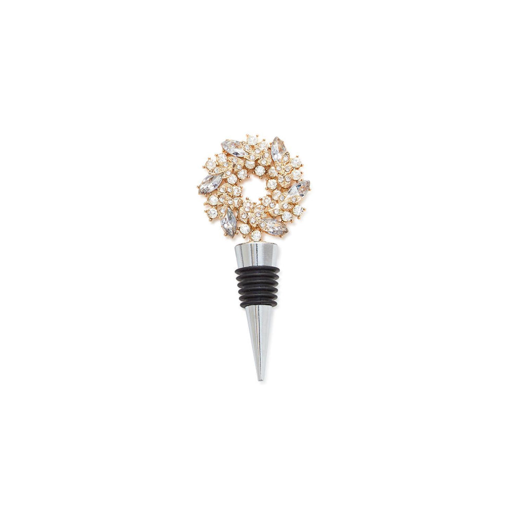 Two's Company Festive Holiday Jeweled Wreath Wine Bottle Stoppers
