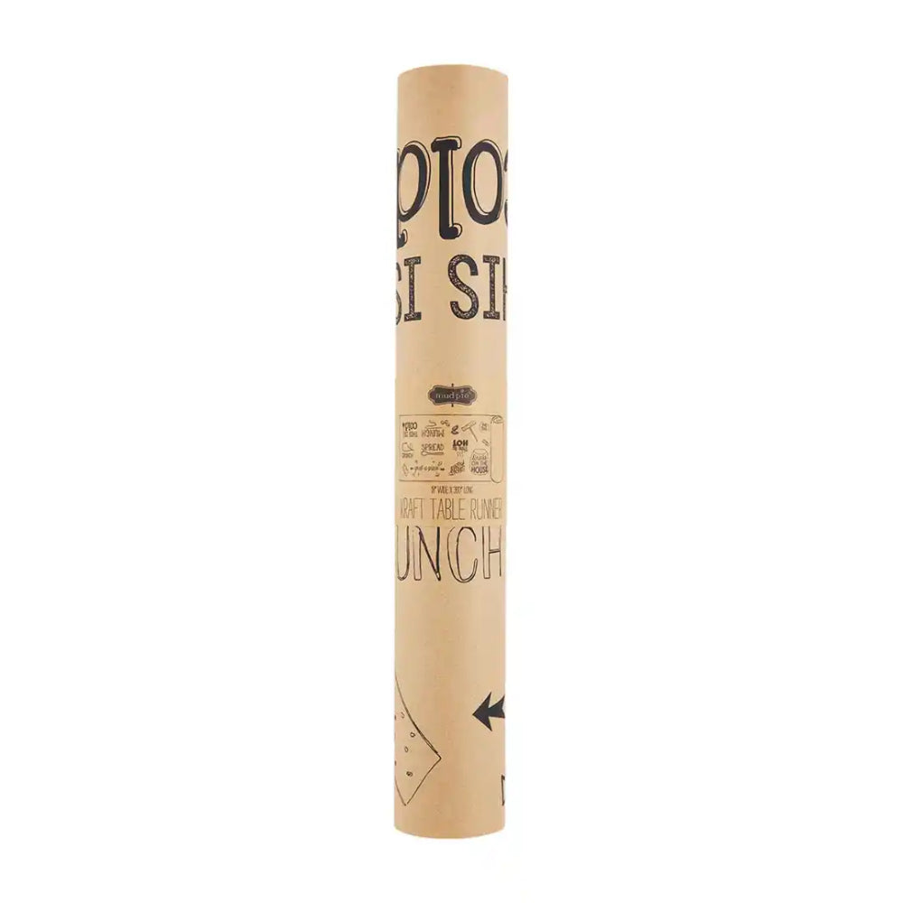 Disposable Mud Pie Art Kraft Paper Table Runner Roll for Messy Meals and Large Dinner Parties