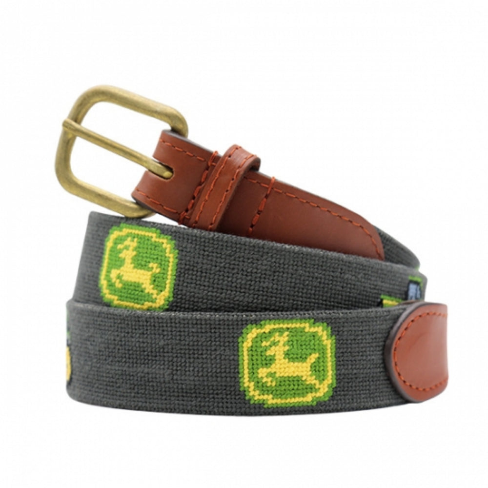 Smathers & Branson Hand - stitched John Deere Tractor Logo Needlepoint Belt