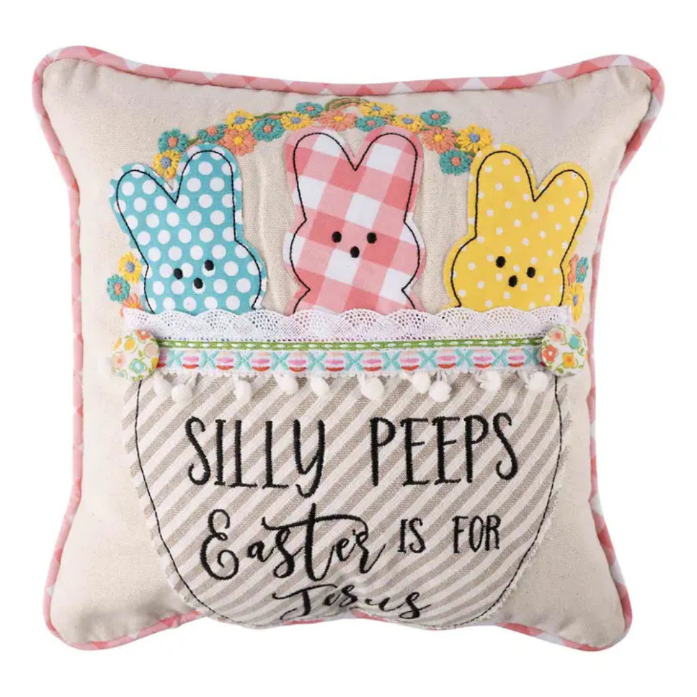 Glory Haus Adorable Easter Basket Silly Peeps Decorative Pillow for Home