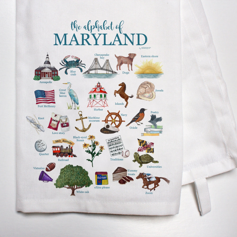 100% Cotton Dishique Maryland Alphabet Design Bar Towel for Holidays