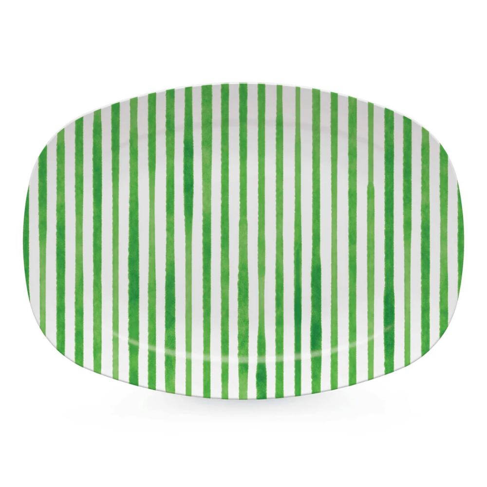 Exquisite Dark Green Simple Striped Mariposa Platter for Your Table