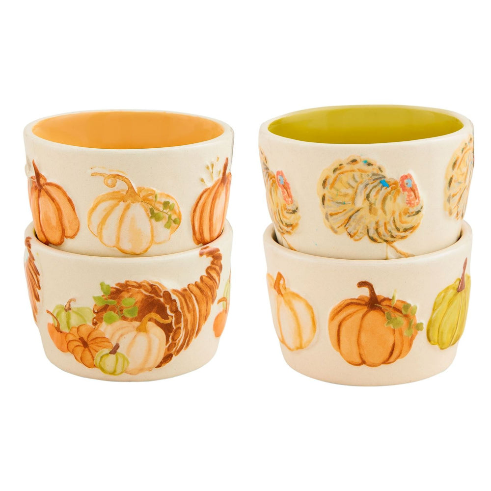 Mud Pie Two - Piece Hand - Painted Stoneware Gather Tidbit Dishes
