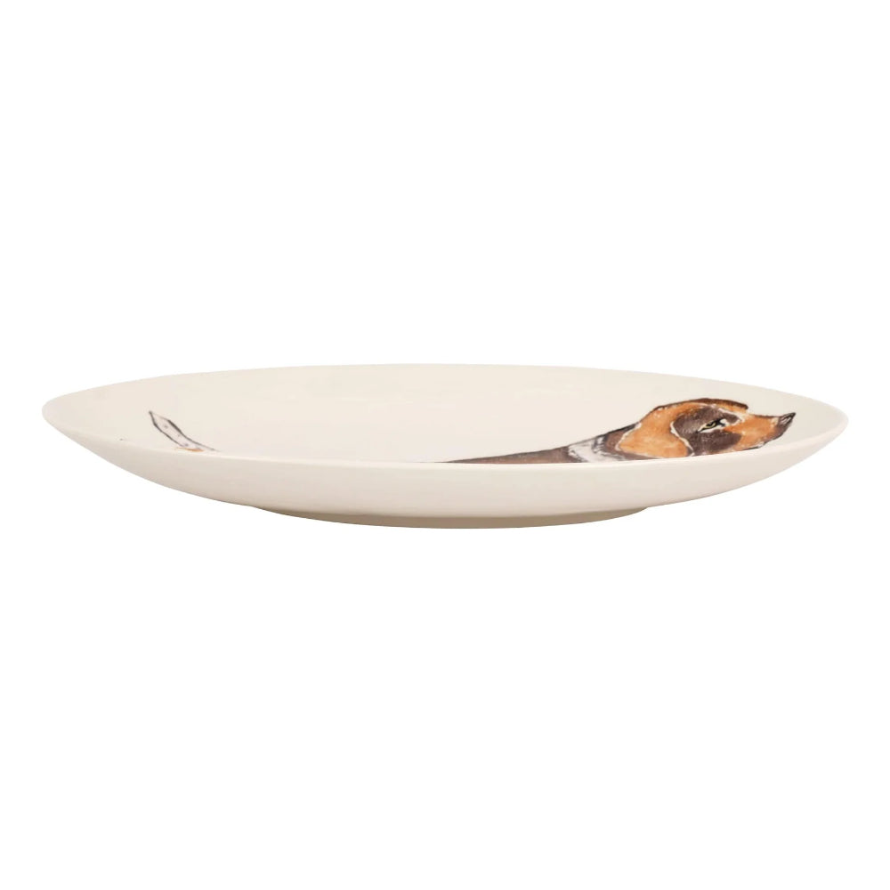Vietri Exquisitely Hand - crafted Cacciatore Pointer Shallow Oval Serving Bowl