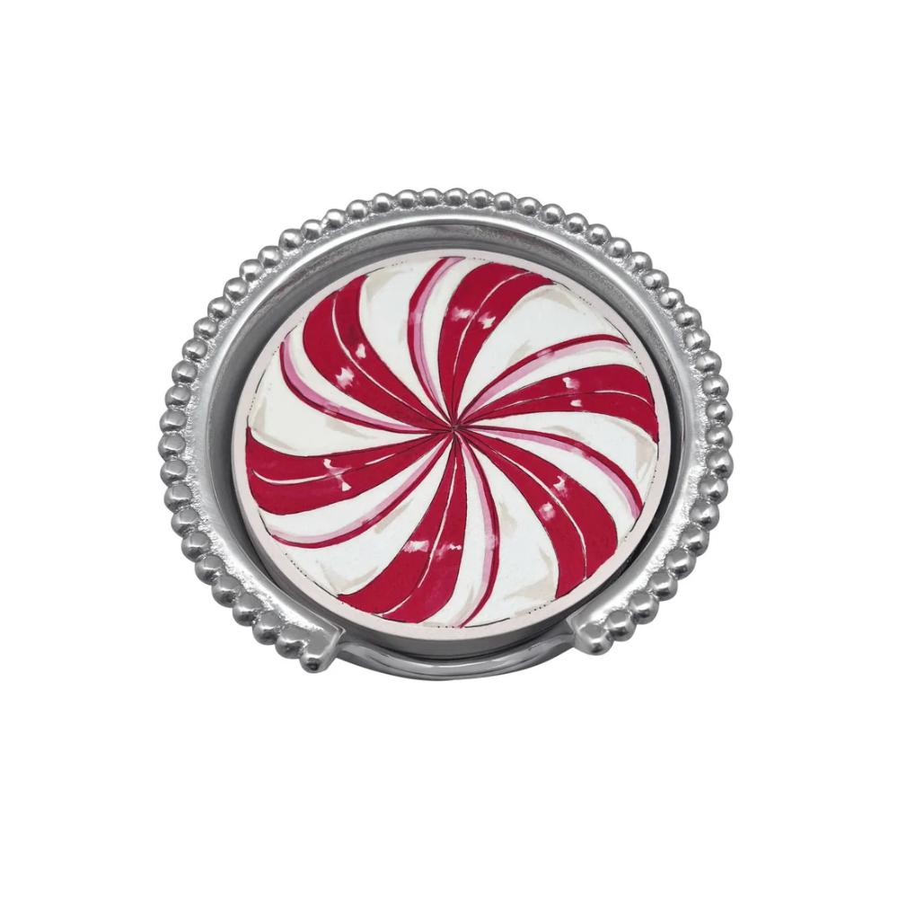 Mariposa Beaded Coaster Set Inspired by Peppermint Candies for Festive Occasions