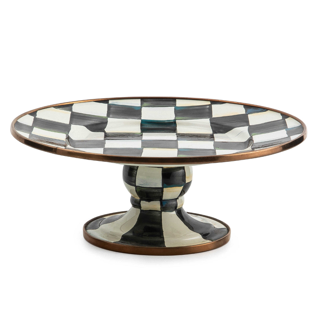 MacKenzie-Childs Enameled Courtly Check Pedestal Platter for Stunning Food Display