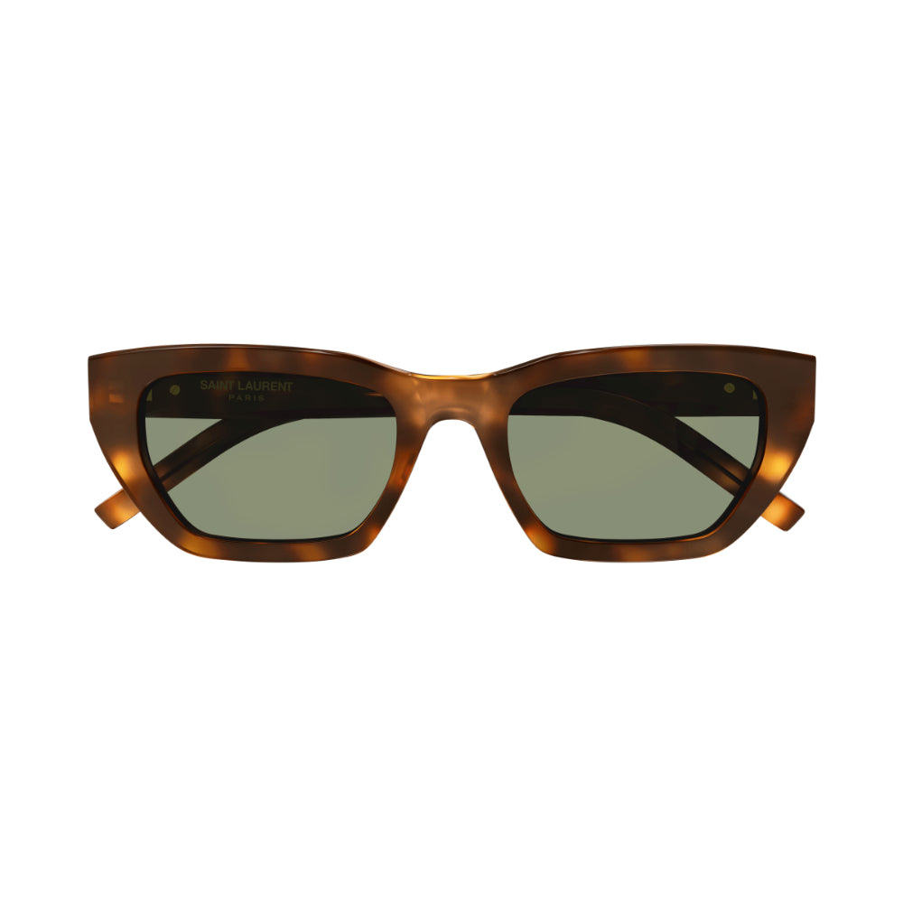 Stylish Saint Laurent SL M127/F Monogram Women's Cat-Eye Sunglasses in Havana (Tortoiseshell) Frame and Green Lenses