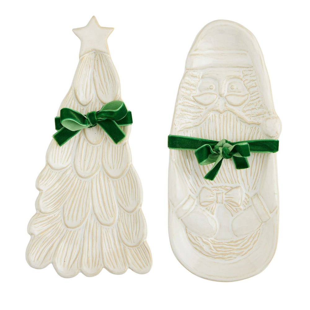 Mud Pie Elegant White Glazed Stoneware Dish for Christmas