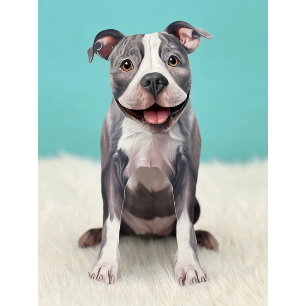 FreshCut Paper LLC Adorable Gray Pitbull Pop - Up Greeting Card Set