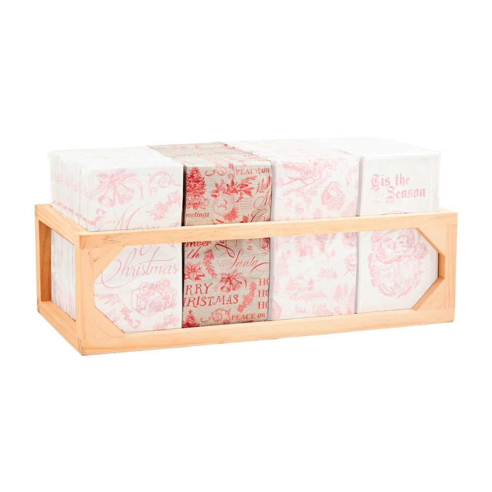 Mud Pie Toile-themed Holiday Guest Towel Set with 4 Styles