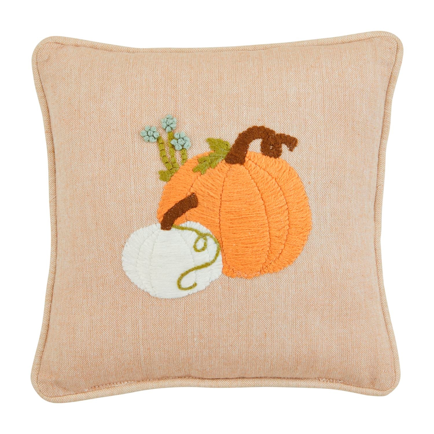 Mud Pie Autumn Mini Embroidered Decorative Pillow for Furniture Accent