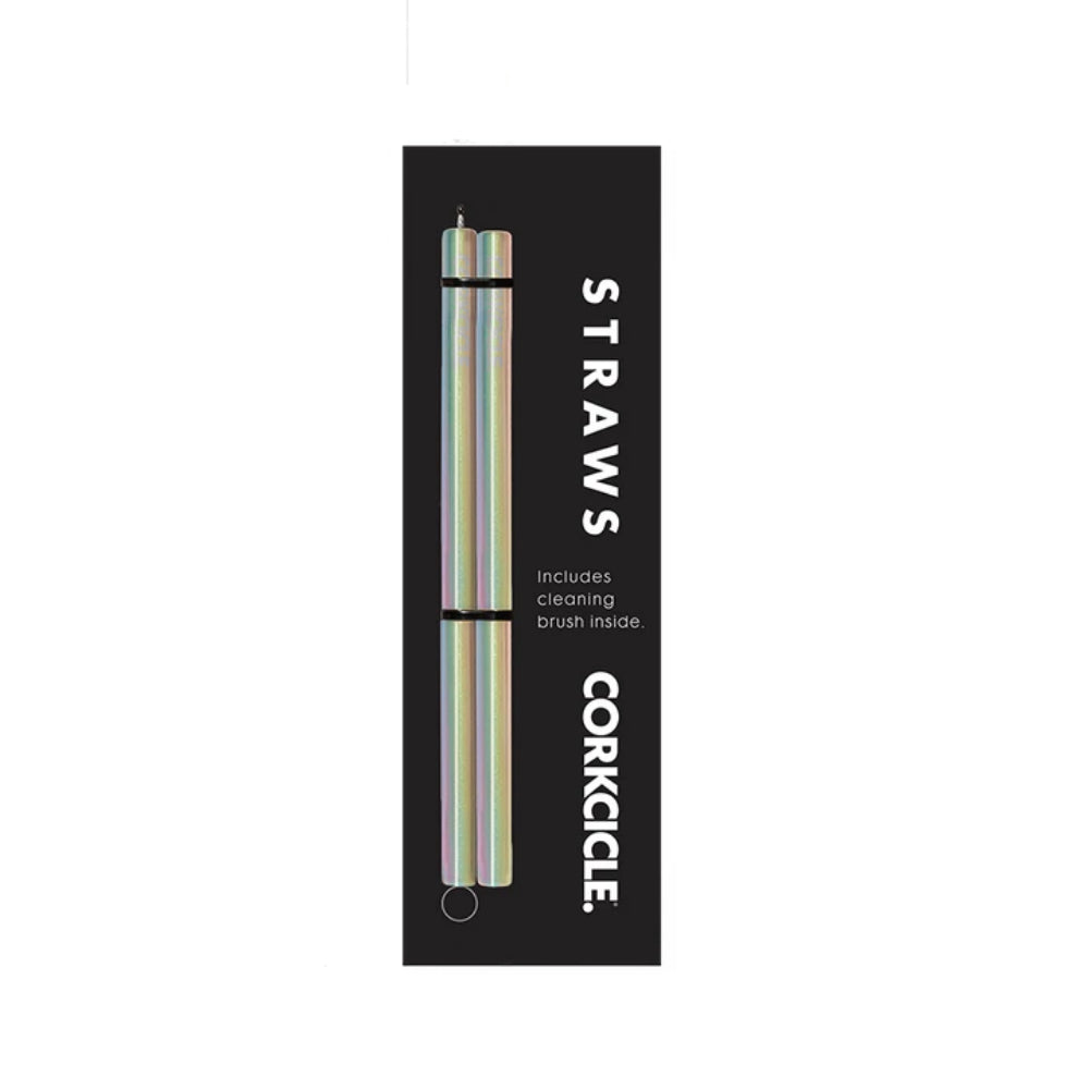 Corkcicle Reusable Stainless Steel Metal Cocktail Straw Set - 2 Pack