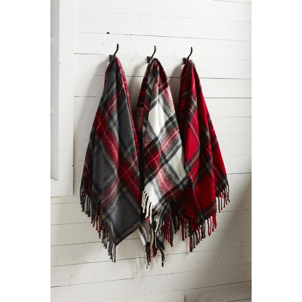 Mud Pie Soft Acrylic Tartan Fringe Throw Blanket 60' x 60'