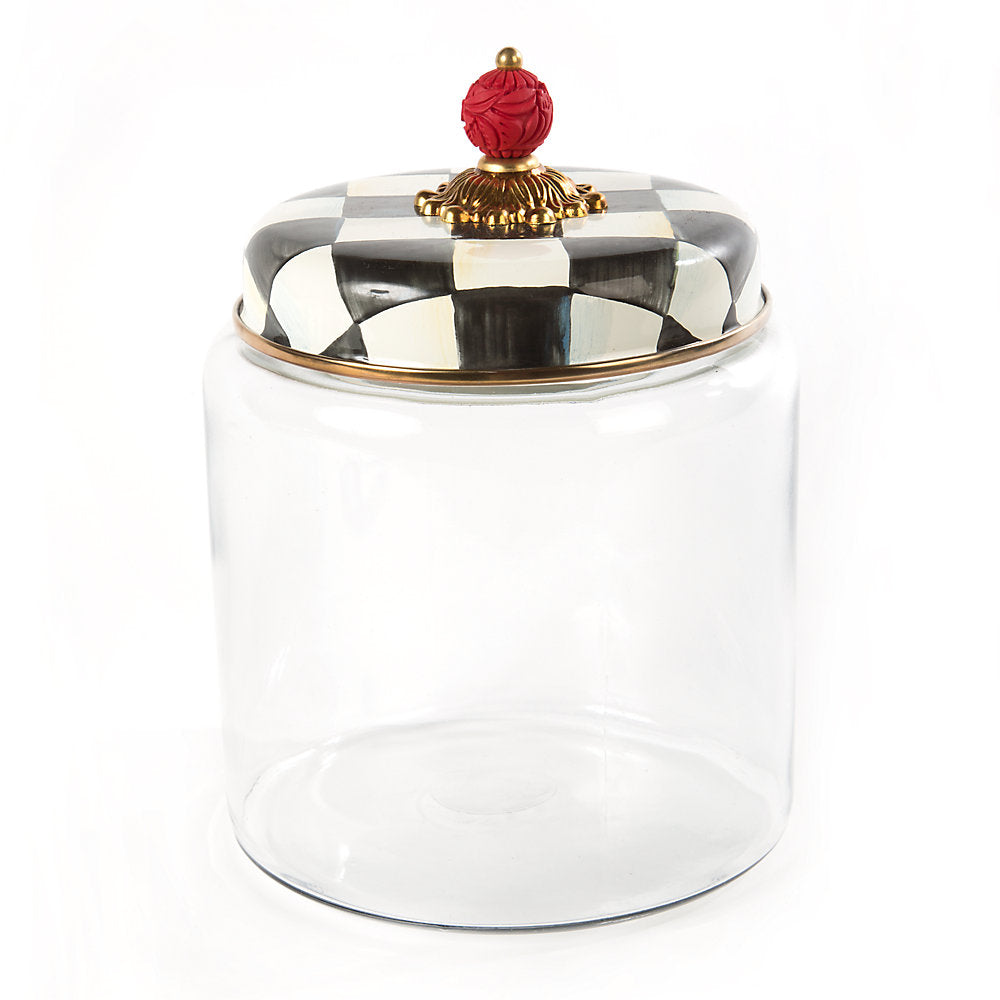 Mackenzie-Childs Medium-Sized Courtly Check Enamel Kitchen Canister for Keeping Countertops Tidy