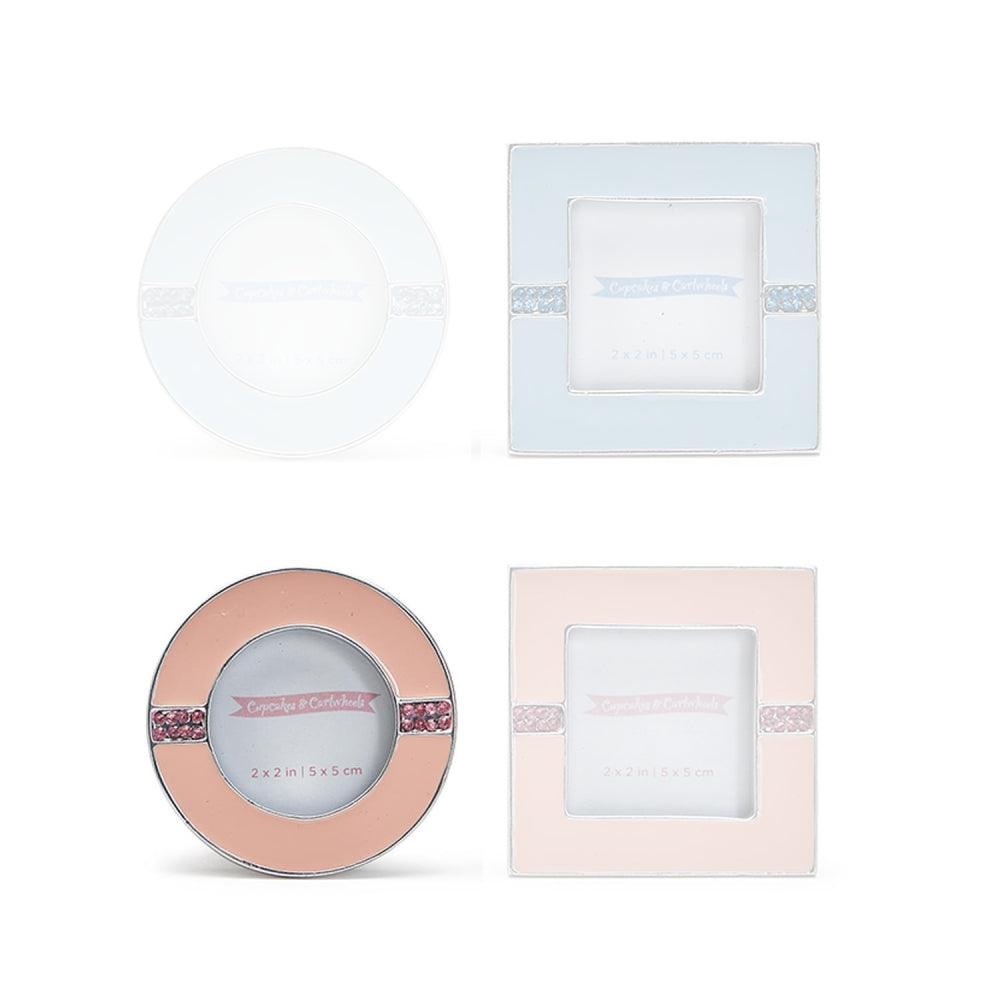 Two's Company Enamel and Jewel-Adorned 2x2 Photo Frames for Elegant Display