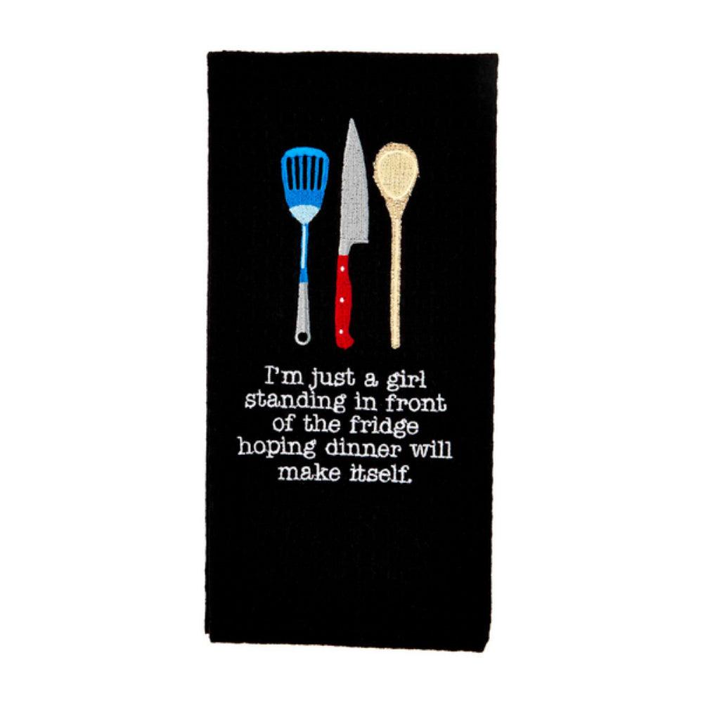 Embroidered Black and White 100% Cotton Towels by Mud Pie